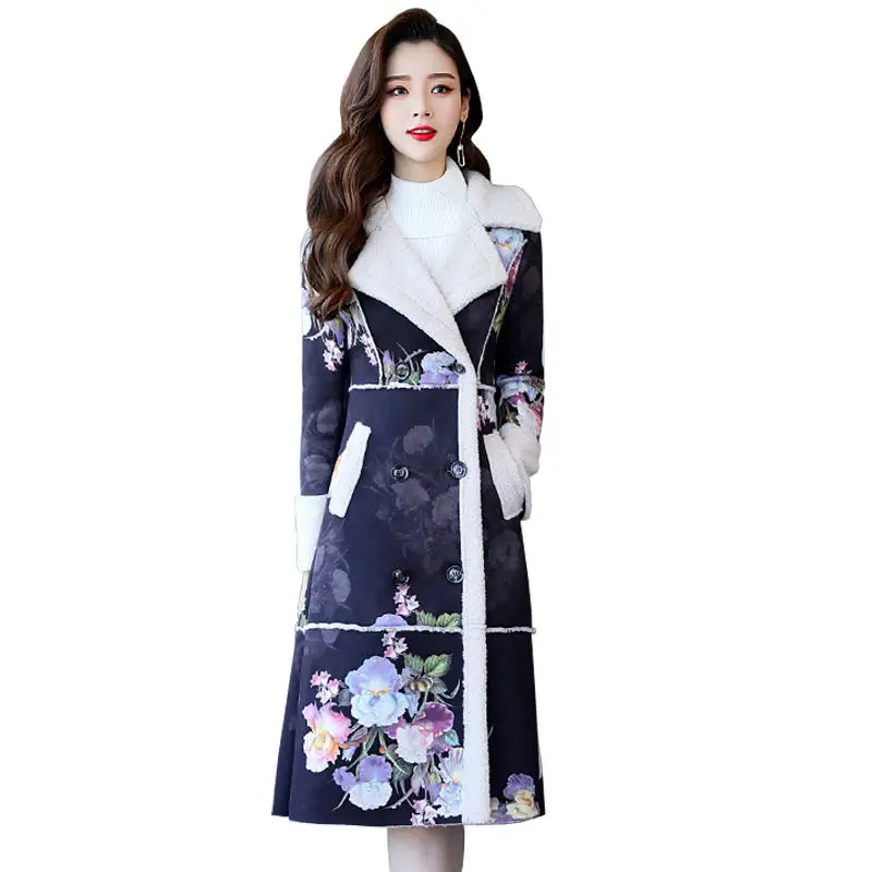 Fashion Elegant Printing Suede Lambs Wool Women Winter Jacket Parka Feminina Thick Long Coat Women Cotton Winter Jackets C5103 Fashion Elegant Printing Suede Lambs Wool Women Winter Jacket Parka Feminina Thick Long Coat Women Cotton Winter Jackets C5103