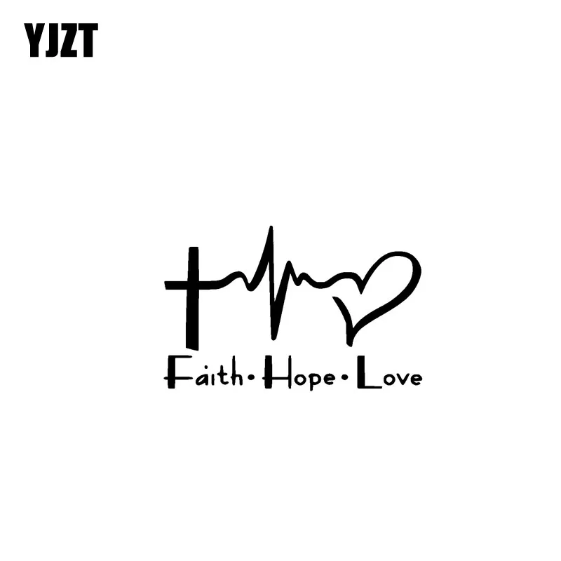 YJZT 17.8CM*11.3CM Faith Hope Love Jesus Vinyl Car Motorbike Creative Sticker Decals Black/Silver C13-000317 | Автомобили и
