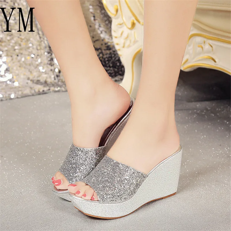 Toe 01 oro Zapatos La Mujeres plata Tacones Sandalias Verano Marca Plataforma Negro Mujer Las De Bling Cuña Moda primavera Peep Zapatillas HrrOwA8fqn