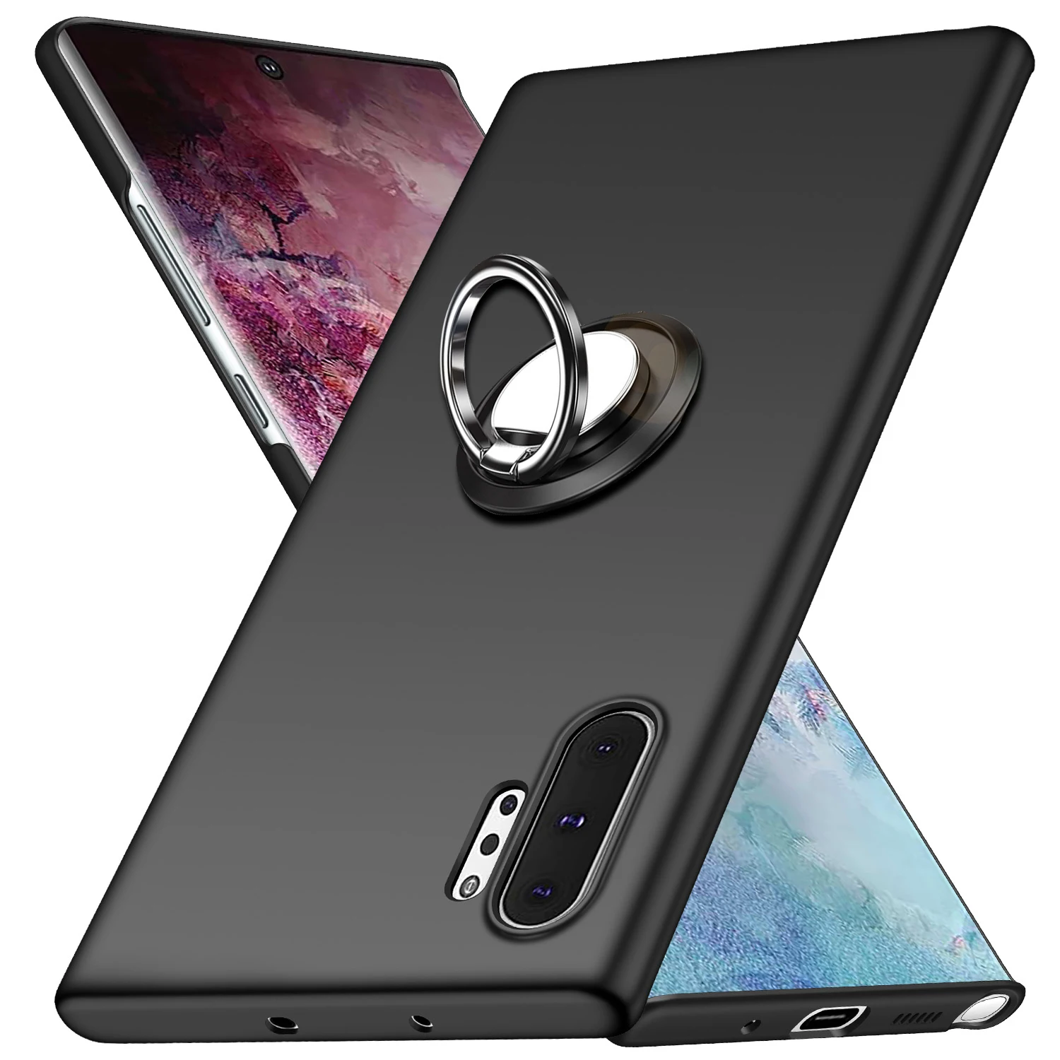 

For Samsung Galaxy Note 10 S8 S9 Plus Case, Ultra-Thin Minimalist Slim Magnetic Bracket Ring Car Holder Kickstand Cover