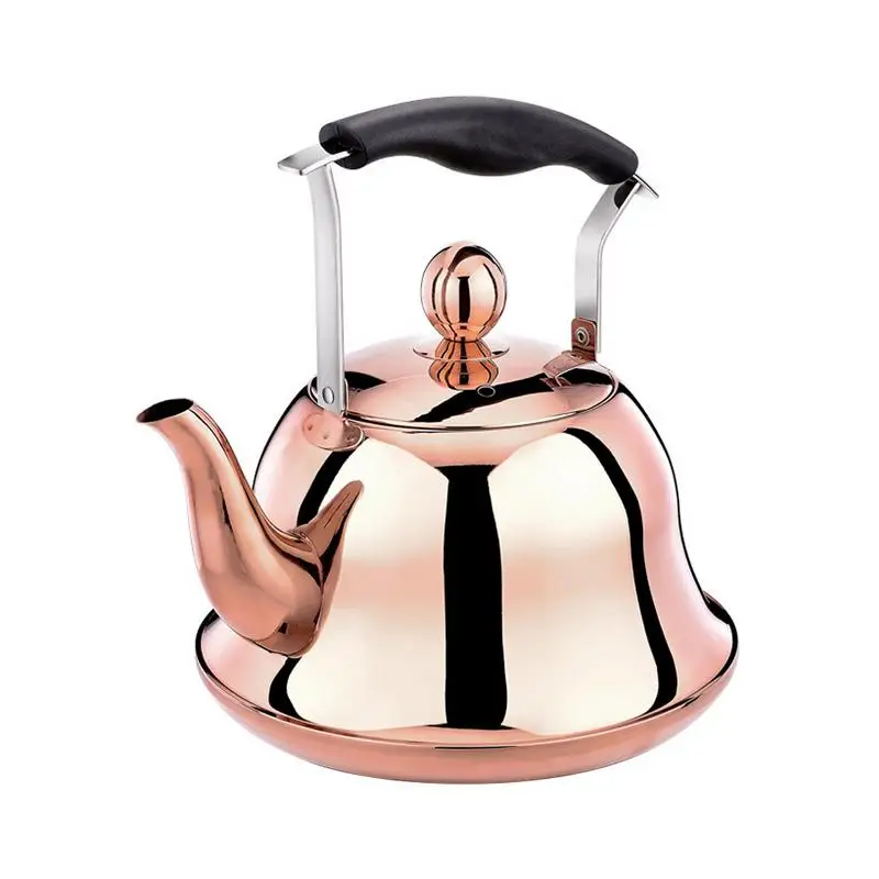 Чайник со свистком и заваркой, заварочный чайник из нержавеющей стали, чайник из розового золота для индукционной плиты, медная плита - Цвет: A