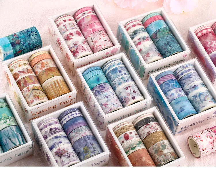 10 шт./компл. Kawaii набор для скрапбукинга лента Washi животное цветок Бумага изоляционная лента японский DIY клей Washitape Стикеры стационарный