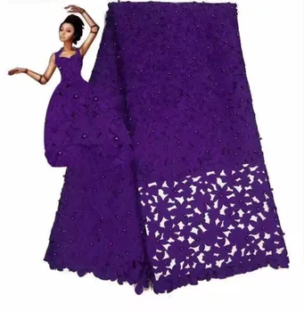 

Latest African Lace 2018 Simple Design French Tulle Lace With Beads Nigerian Embroidered French Lace Fabric For Wedding purple