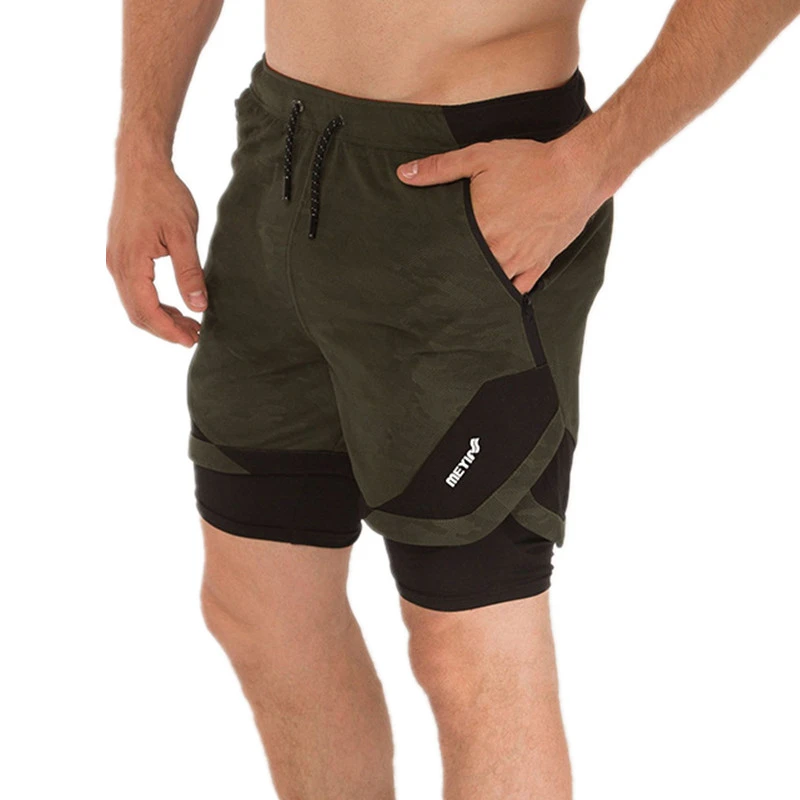 

2019 Summer New Double Shorts Men's big size Running fast Dry Breathable Sports shorts men's Sportswear 5 Colors