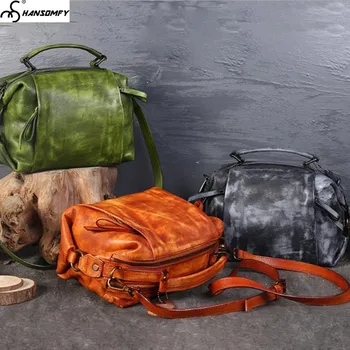 

2020 New Retro Color Leather Women Bag Large Capacity Slung Shoulder Bag Ladies Leather Handbag Female Messenger Crossbody Bags