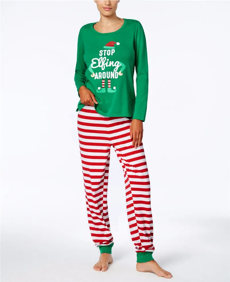 Семейный Рождественский пижамный комплект; пижамный комплект в полоску; Семейный комплект; Семейные рождественские пижамы; Семейные комплекты; E0111