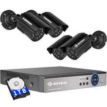 DEFEWAY 1080N HDMI CCTV DVR 1200TVL 720P HD на открытом воздухе система камер домашней безопасности 1 ТБ 4CH видеонаблюдения DVR видеорегистратор AHD CCTV комплект