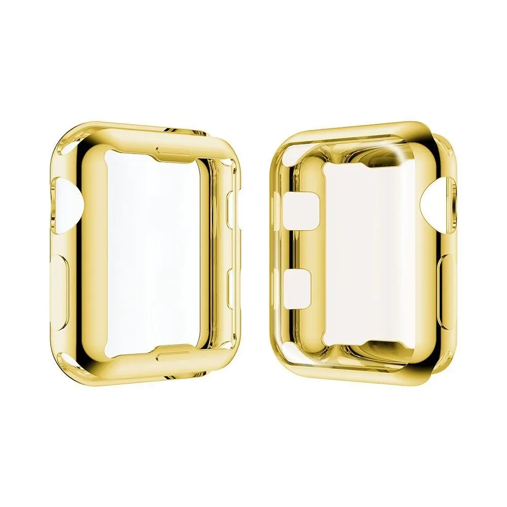 Золотой полный защитный чехол из ТПУ для Apple Watch Band 38 мм 42 мм чехол с покрытием Защитные чехлы для часов iWatch Series 2 3 - Цвет ремешка: Gold