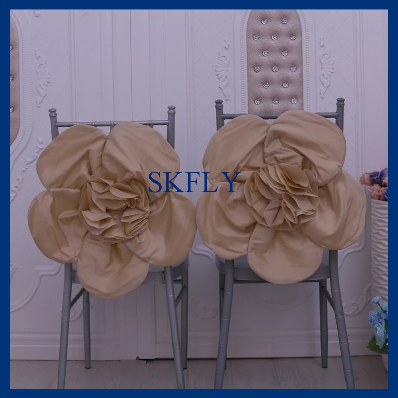 

CH015B Gorgeous popular wedding decoration 2017 New standard chiavari large huge champage taffeta chair flower