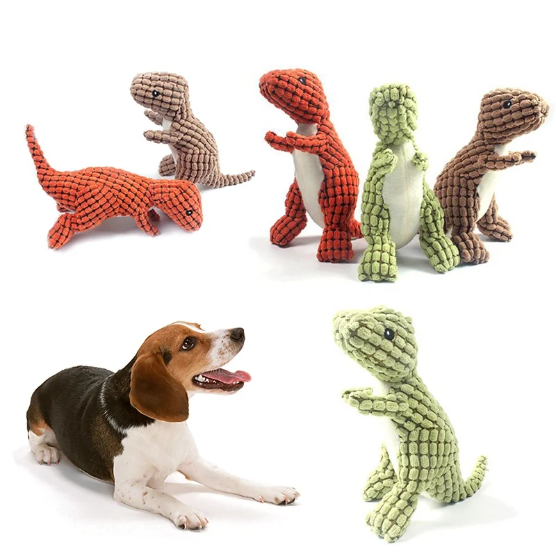 Dog Toy Coton Material Dinosaur Shape Durable Noise Maker Squeakers Toy