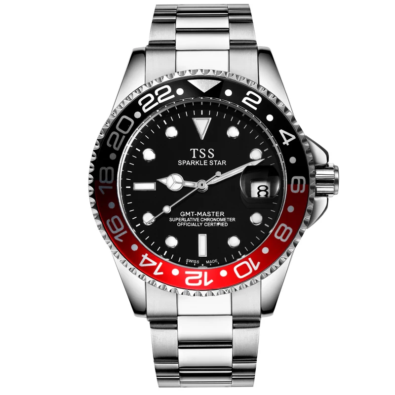 

TSS Diving watch GMT MASTER superlative chronometer Japan quartz luminous rotatable bezel 2017 new watch hot sale