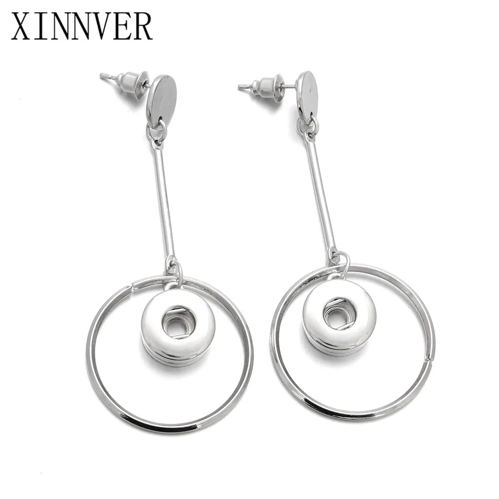 

Fashion Xinnver Snap Buttons Drop Earrings With Round Earring Fit 12mm Mini Buttons Copper DIY Charm Jewelry