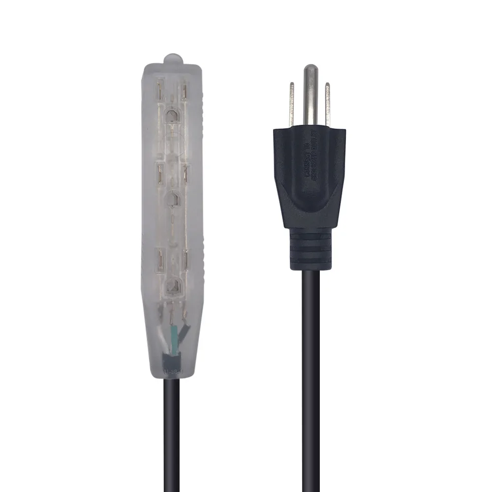 JORINDO 1.83M/6FT,NEMA 5-15P  3 * 5-15R   ̺, 3  ÷ ÷-  ڵ, UL , 15A/125V