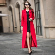 Women Long Trench Coat 2017 Autumn New Fashion Chinese Style Red Coat Female Slim Single Breasted Plus Size Womens Windbreakers