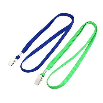 

2 Pcs Blue Green Nylon Neck Strap String Clip Working Card Lanyard 16.1"