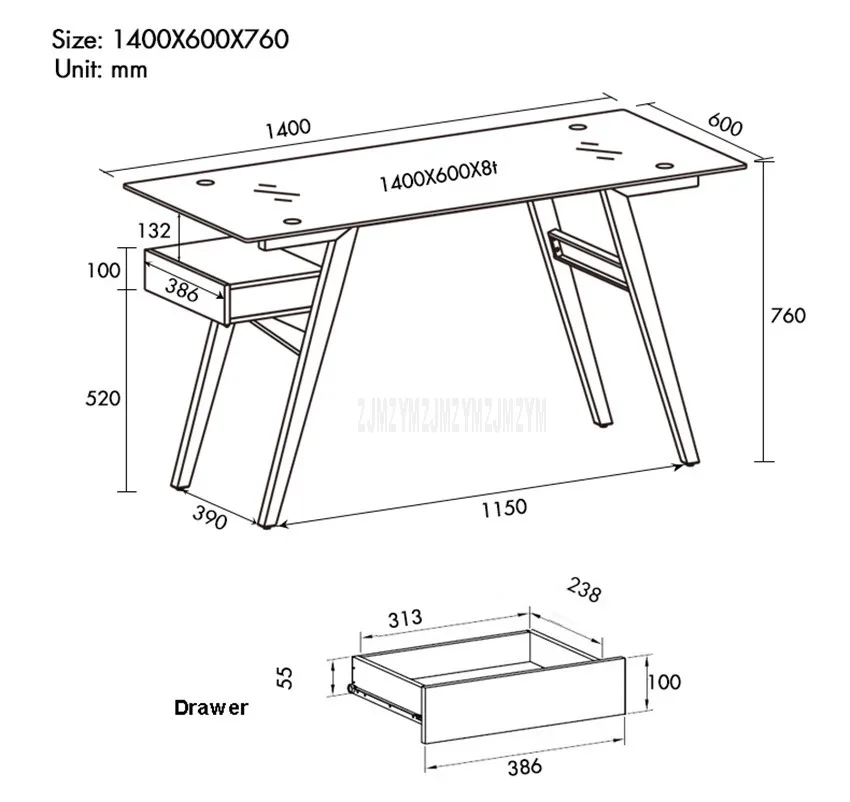140*60 см настольный стол из закаленного стекла, компьютерный стол, ноутбук, стол для ноутбука, спальня, металлическая ножка, для студентов, деревянный стол, 12134