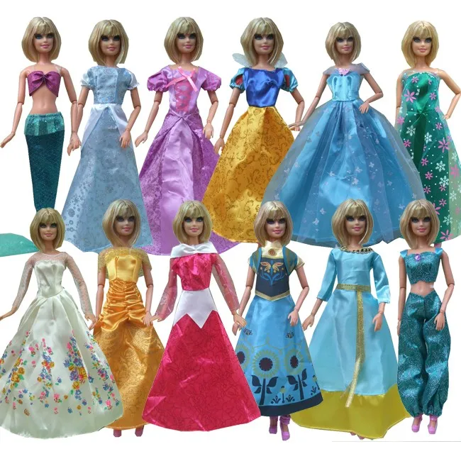 5 комплектов одежды Штаны или Белоснежка принц Анна Эльза Русалочка, Золушка комплект с платьем для куклы Барби одеваются