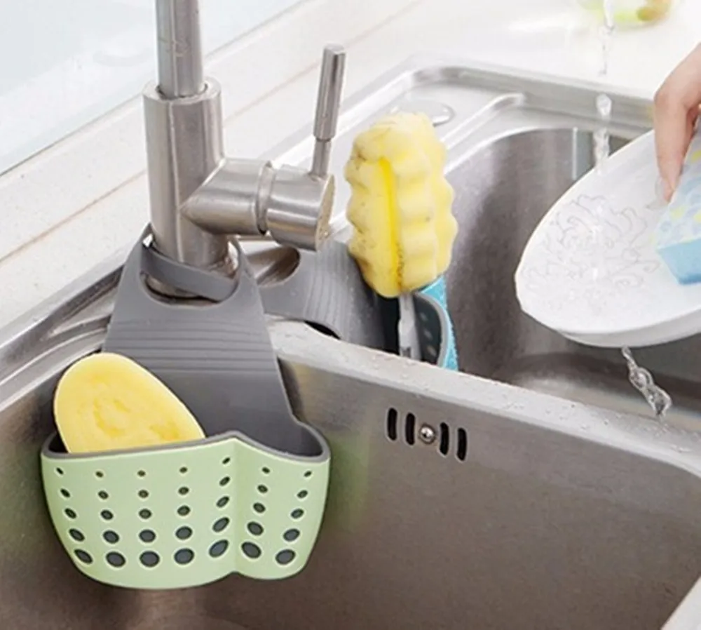 

High Quality Kitchen Suction Cup Base Brush Sponge Sink Draining Plastic Holder Towel Rack Storage Box for Kitchen Cleaning Tool