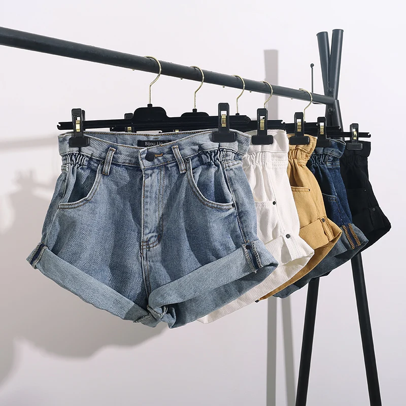 

Summer High Waist Denim Shorts Plus Size Korean 5XL Wide-leg Women Shorts Curling Short Jeans Short Feminino Bermuda Feminina
