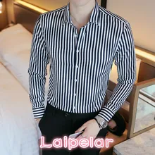 Прямая юбка с фабрики для мужчин, весна, новое Деловое платье, мужские рубашки, повседневные рубашки с длинными рукавами в тонкую полоску, рабочая официальная одежда, рубашка для мужчин