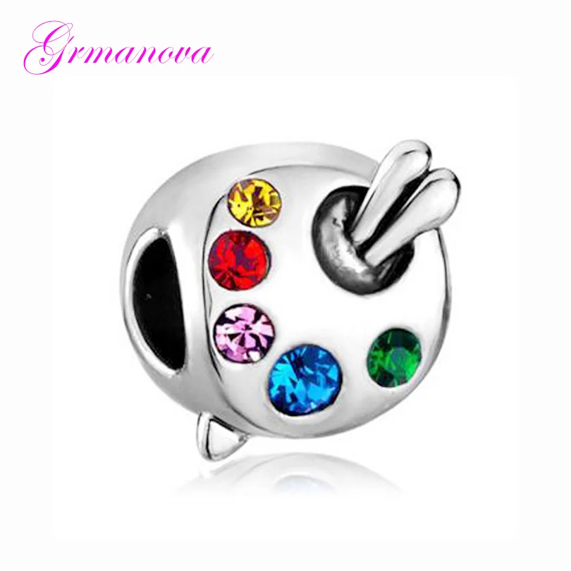 

Painter Crystal Palette European Charm Beads Manual DIY Jewelry Accessories Amulet Fit Pandora Bracelet Necklace