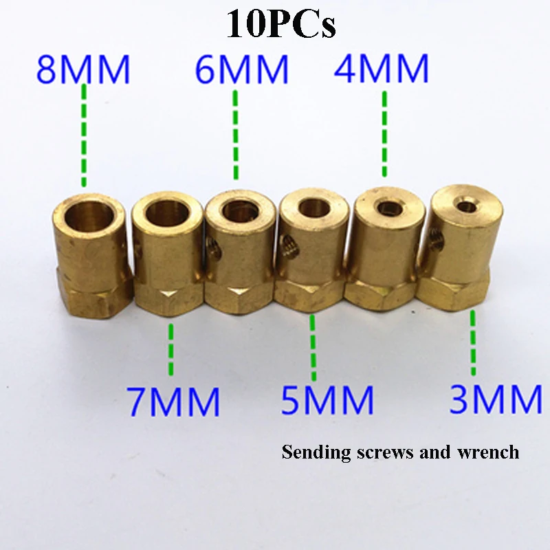 10PCs Hex Coupling DC Gear Motor Hexagon Connector Metal Connect Shaft Coupler Hub Fr RC Robot DIY Intelligent Car Chassis Wheel | Игрушки и