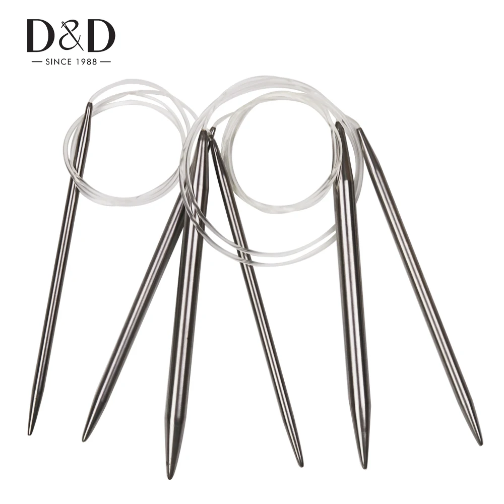 

D&D 4mm/6mm/10mmStainless Circular Knitting Needles Circular Knitting Pins Crochet Weaving Pins Needlework Tools