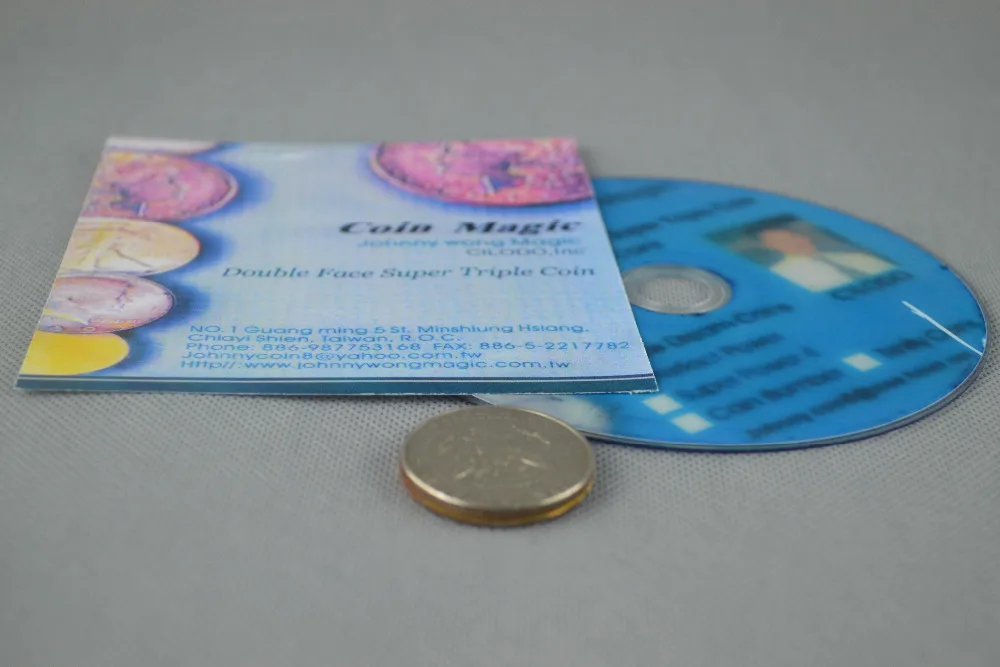 Двойное лицо супер Тройная монета (DVD + трюк) магические трюки магия появляются