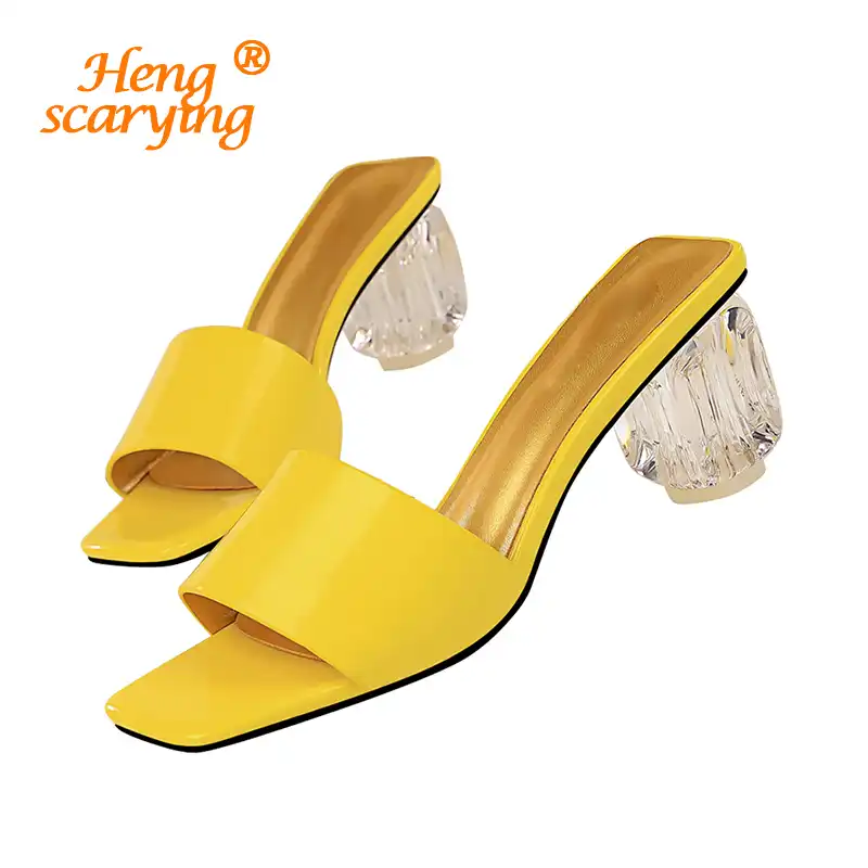 low block perspex heels