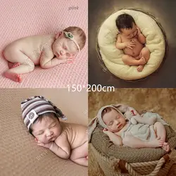 150*200 см новорожденных фотографии реквизит, Трикотажные детский конверт фон, детское одеяло, новорожденных корзина наполнитель