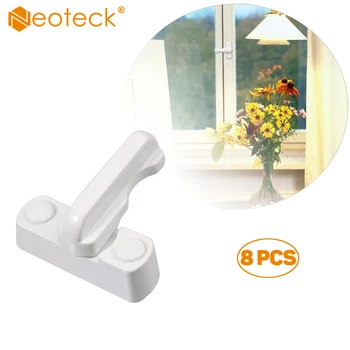 Neoteck 8 шт. створки блокировщик помех белый НПВХ дверной ограничитель для блокировки окон замок для домашней безопасности алюминиевый сплав