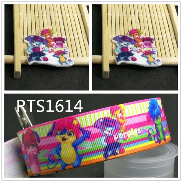

7/8inch 100yard ribbon and 100pcs resin 1 set printed cartoon printed ribbon and resin RTS1614