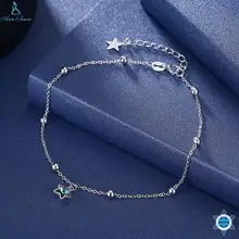 Новое поступление, настоящий 925 пробы, серебряный, сладкий шепот звезды, кубический цирконий, камень CZ, звено, браслет на лодыжке, роскошные серебряные ювелирные изделия