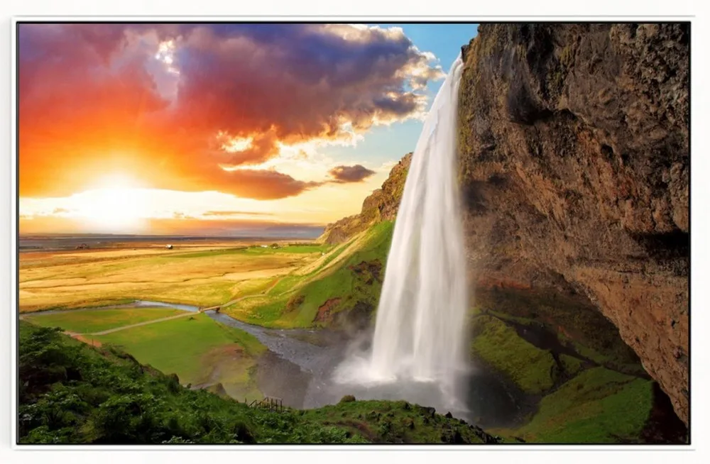 

Customphoto wallpaper 3d murals wallpaper Landscape waterfall water 3D mural landscape background wall decoration living room