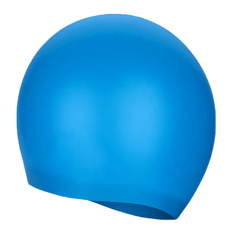 1 шт силиконовая шапочка для купания, одноцветная водонепроницаемая ткань, защищающая уши, длинные волосы, спортивная шапочка для плавания для взрослых и детей, шапочка для купания s - Цвет: Синий