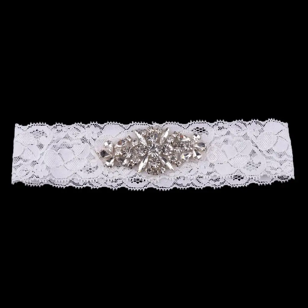 Elegant Crystal Diamante Wedding Bride Lace Garter Hen Stag Night Bachelorette Party Fancy Dress Gift