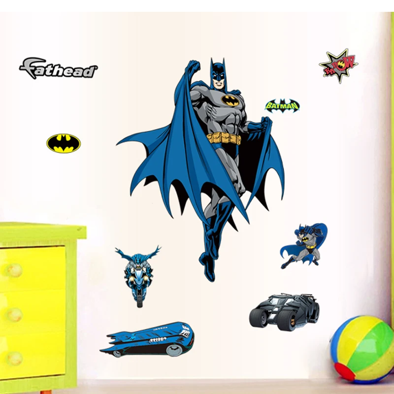 Us 7 18 15 Off 3d View Batman Wall Stickers Remoavbel Boys Kids Baby Nursery Bedroom Decorations Diy Home Decor Decal 60 90cm In Wall Stickers From