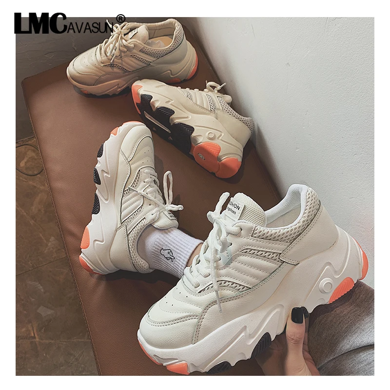 LMCAVASUN Sneakers Women Trainers Platform White Sneakers Wedges Mesh Ladies Casual Shoes zapatillas chunky mujer plataforma