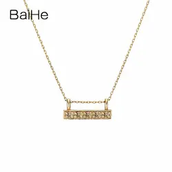 BAIHE одноцветное 18 К Желтое золото (AU750) сертифицировано 0.08ct 100% из натуральной бриллиантами модные ювелирные изделия мода подарок ожерелья