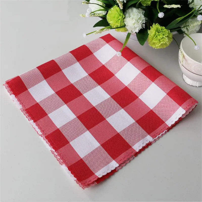 

48x48cm POLYESTER NAPKINS RED & WHITE CHECKERED (1 DOZEN) FOR WEDDING PARTY BANQUET RESTAURANT DECORATION