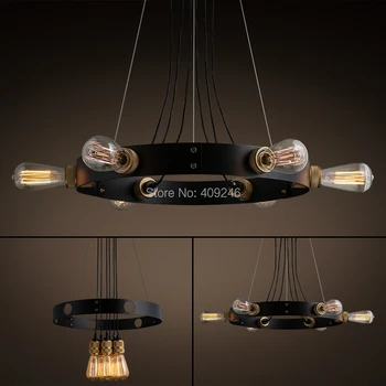

Nordic 6 Lights Edison Industrial Vintage Metal Circle Pendant lamp Cafe Bar Coffee Shop Club Store Restaurant
