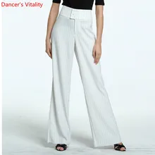 Модные женские туфли большого высокое брюки с высокой талией для Латинской кадрили занятий бальными танцами современный леггинсы для танцев широкие брюки