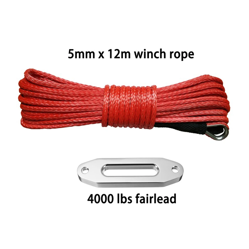 5 мм * 12 м + 4000 фунтов fairlead синтетическая лебедка трос с оболочкой и наперсток для 4x4