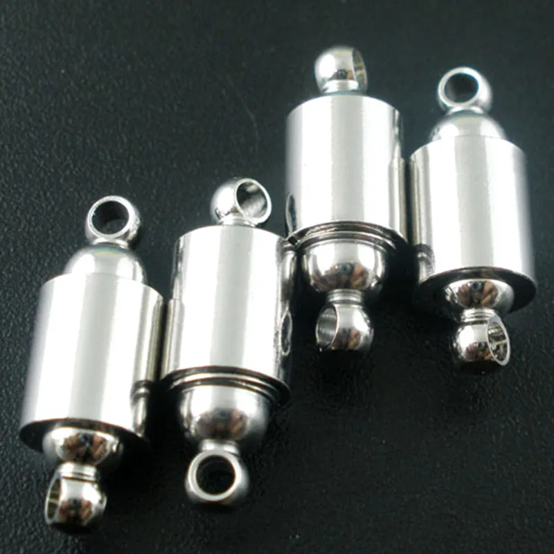 10 Sets Silver Tone Copper Barrel Screw Clasps For Necklaces