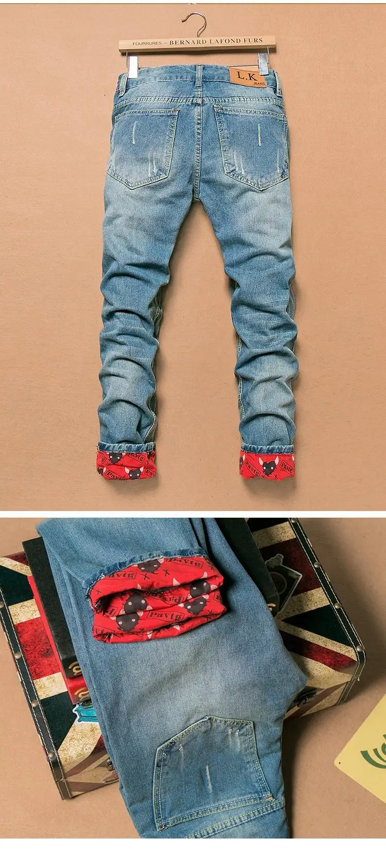 Новая мода для мужчин's Distressed джинсы для женщин с отверстиями обработанный кислотой Винтаж повседневное джинсовые штаны Прямые рваные джинсы для мужчин