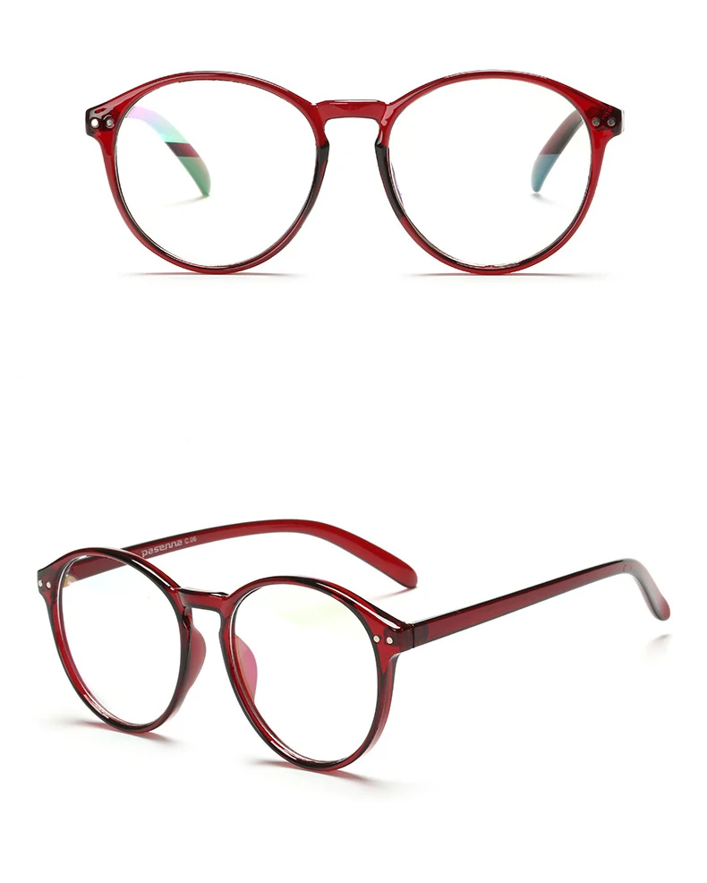 Ретро Круглые Женские оправы для очков, брендовые дизайнерские оптические прозрачные линзы, очки унисекс, винтажные оправы для очков для мужчин - Цвет оправы: Brown