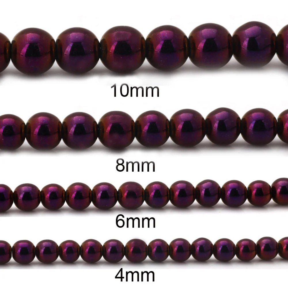 

Olingart Round Beads Natural Hematite Stone 6mm/8mm/10mm 45pcs/lot Electroplating color mixing DIY Necklace Jewelry Making