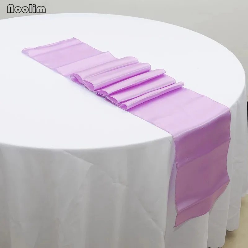Light purple 15 шт./компл. простой современный европейский Отель Настольный бегун свадебный банкет атласный сплошной цвет Настольный флаг Свадебная вечеринка DIY украшения - Цвет: Light purple