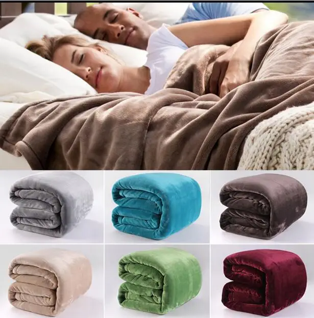 150 200cm fleece coral fleece sofa towel blanket solid blanket clown bed sheets