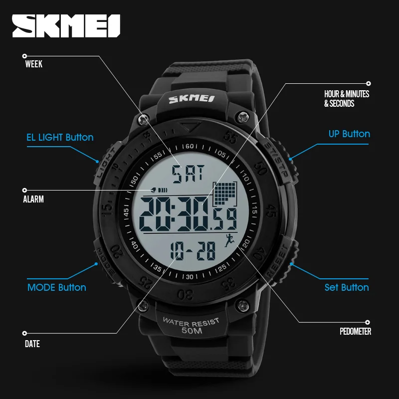 Брендовые мужские спортивные часы 3D шагомер многофункциональные Relojes